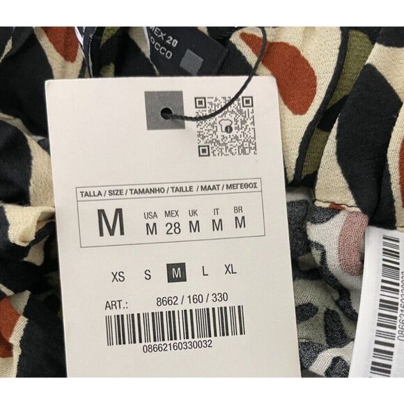 Zara Womens Shorts M Multicolor Floral High Rise Belted Paperbag 8662/160 NWT - Picture 5 of 13